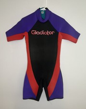 Gladiator Shorty Surfing Wetsuit Springsuit Adult XS Black Neon Orange Purple A1