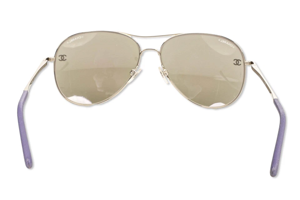 Chanel Women's 4189TQ Blue Mirror Silver Purple Aviator Sunglasses 59mm - Image 4 of 4