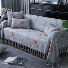 Jacquard 3D Floral Tassel Couch Cover 2/3/4 Seater Slipcover L Shape Sofa Towel