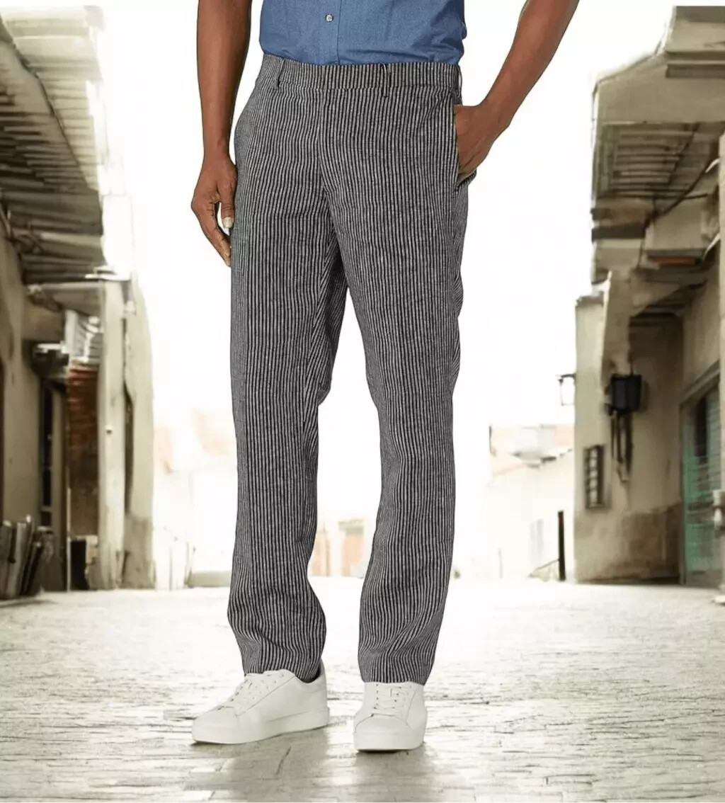 NWT Cubavera Men's Vertical Stripe Linen Summer Trousers Chino Pants Size  40X32