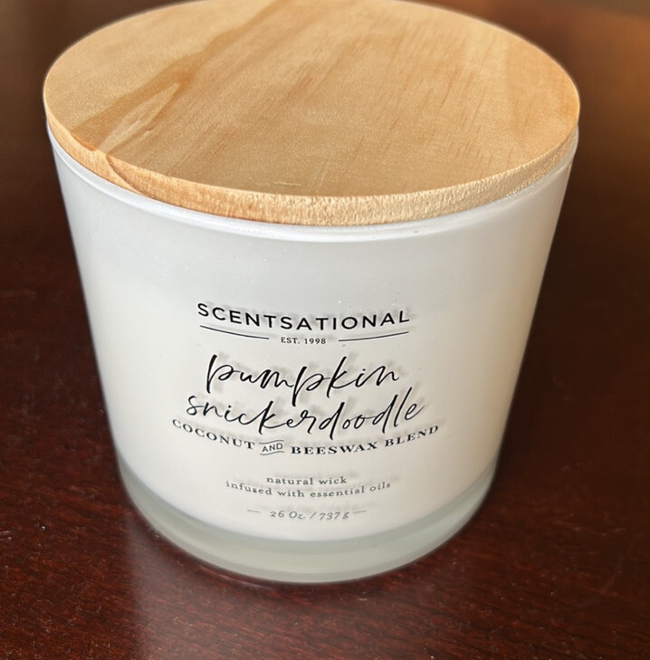 Scentsational Pumpkin Snickerdoodle Candle Glass Jar 26oz 3 Wick