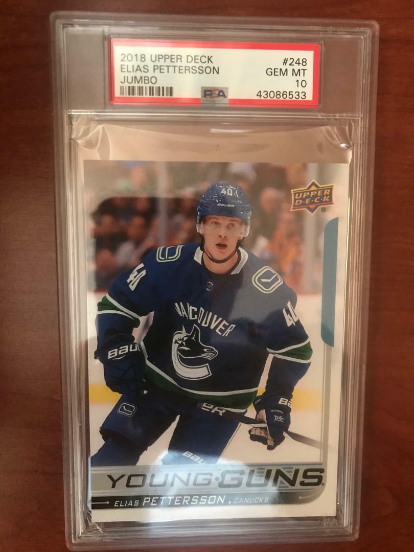 2018-19 UD Young Guns Jumbo Oversized #248 Elias Pettersson Rookie PSA 10 GEM MT