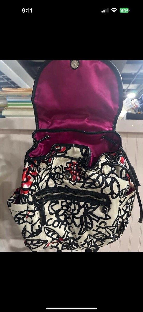 Coach Poppy Black Red Backpack Front Opening Adjustable Straps Crossbody | eBay Coach Poppy Black Red Backpack Front Opening Adjustable Straps Crossbody | eBay