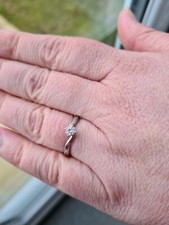 Platinum Diamond Twist Solitaire Ring - Wave - Size M