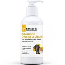 Advanced Omega-3 Liquid for Dogs  Cats - Fish Oil with Vitamins - 8oz