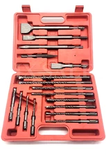 17PC SDS Plus Rotary Hammer Bits Drill Bit & Chisel Groove Concrete