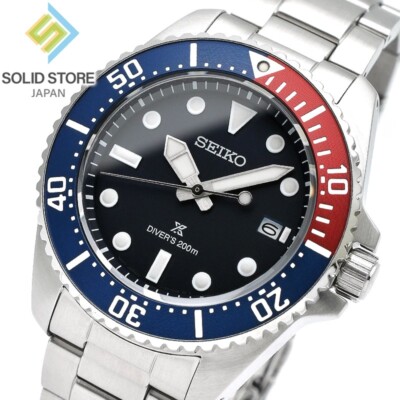 SEIKO PROSPEX SBDJ061 Stainless Steel Solar Diver Scuba Watch Pepsi Bezel 41mm