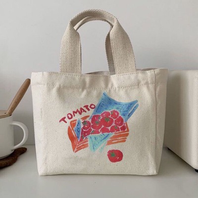 New Tote Canvas Bag Handbag With Small Capacity Handheld Bento Meal Box Bag