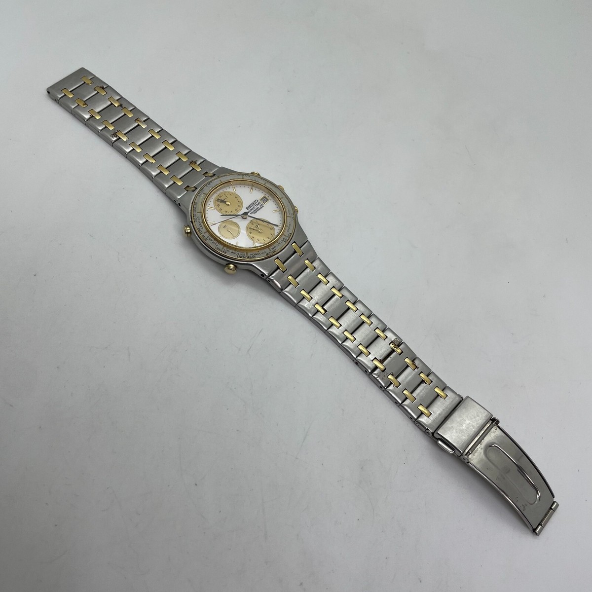 w2130] SEIKO 5T52-7A00 WORLD TIME Quartz New battery All original