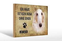 Holzschild Spruch 30X20 Cm Borsoi Hund Ohne Kein Heim Deko Schild Wooden Sign