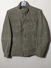 LEVIS MILITARY INSPIRED 5 POCKET SNAP KHAKI MILITARY GREEN CANVAS DISTRESSED LRG