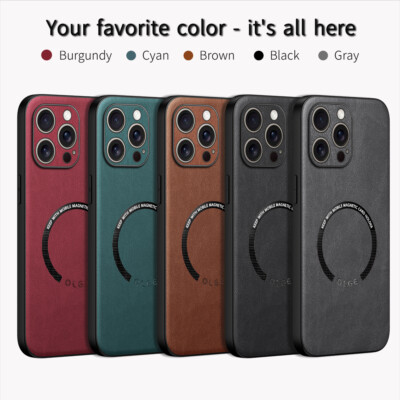 For iPhone 16 Plus 15 14 Pro Max 13 PU Leather Magnetic Shockproof Phone Case