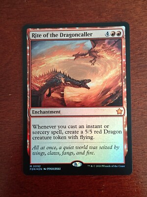 MTG Magic the Gathering Rite of the Dragoncaller (92/789) Foundations NM Foil