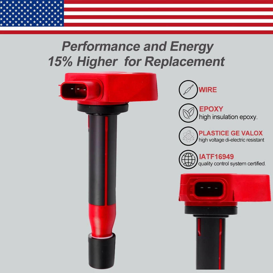 6X OEM High Performance Ignition Coil & 6X Spark Plugs For Honda Accord V6 UF242 - Image 3 of 4