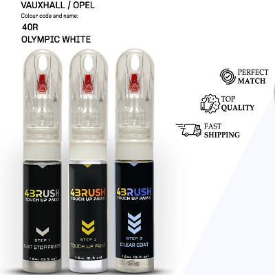 for OPEL VAUXHALL 40R OLYMPIC WHITE Touch Up Paint Scratch Repair Kit Set Pen 