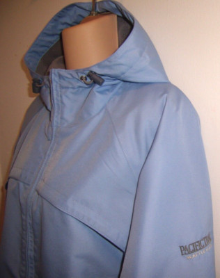 PACIFIC TRAILS: Womens Light Blue & Gray Outer Wear Jacket with Logo, Small