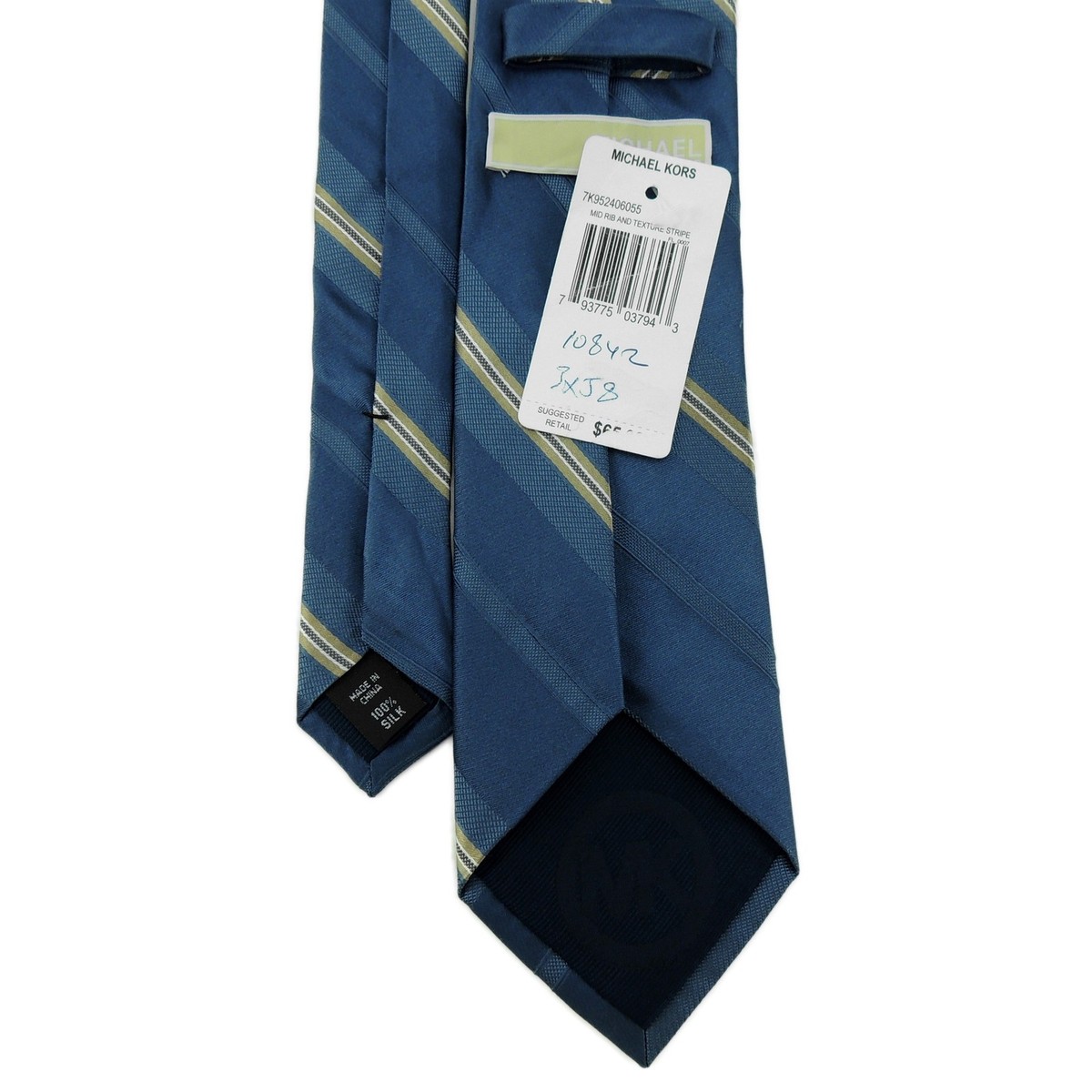セイム Michael Kors Men's 100% Silk Neck Tie Mid Rib & Texture Stripe
