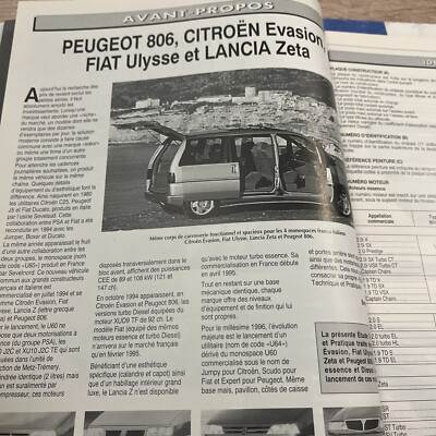 Revue Technique RTA 5763 Pour Peugeot 806, Citroën Evasion, Fiat Ulysse, Lancia Zeta