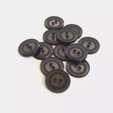 24 Buttons Shiny Mirror Brown Plastic Flat 2-Hole Sew Through Sewing 21 mm #BL56