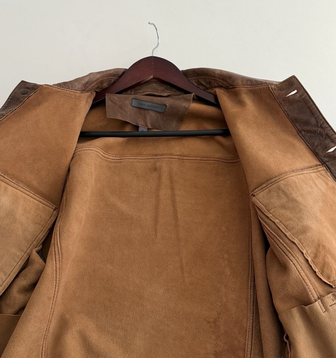 John Varvatos Trucker Button Front Leather Jacket Size 44 John Varvatos Trucker Button Front Leather Jacket Size 44