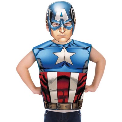 CAPTAIN AMERICA KINDER KOSTÜM & MASKE 3-6 J. Karneval Marvel Avengers Superheld
