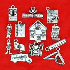 Tibetan Silver School Theme Graduate Teacher Charm Pendant Jewellry Making Craft