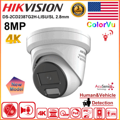 Hikvision 4K 8MP ColorVu DS-2CD2387G2H-LISU/SL Hybrid Light Camera 2-Way Audio