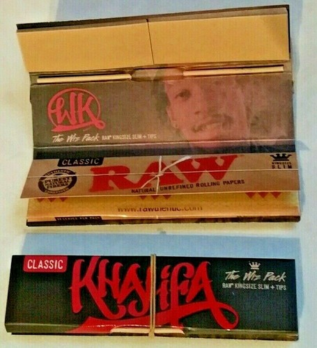 Wiz Khalifa Raw Classic Rolling Paper King Size Slim + Roach Tips Connoisseur Pk - Picture 4 of 4