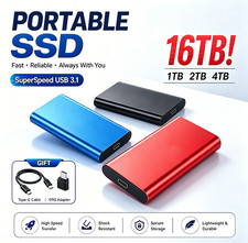 2TB 4TB 16TB Portable SSD Type-C External Hard Drive High Speed USB 3.1 Laptop