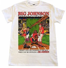 big johnson baseball graphic short sleeve white shirt