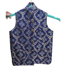 Boy's brocade Nehru Indian waistcoat Stunning Woven Silk Purple Gold
