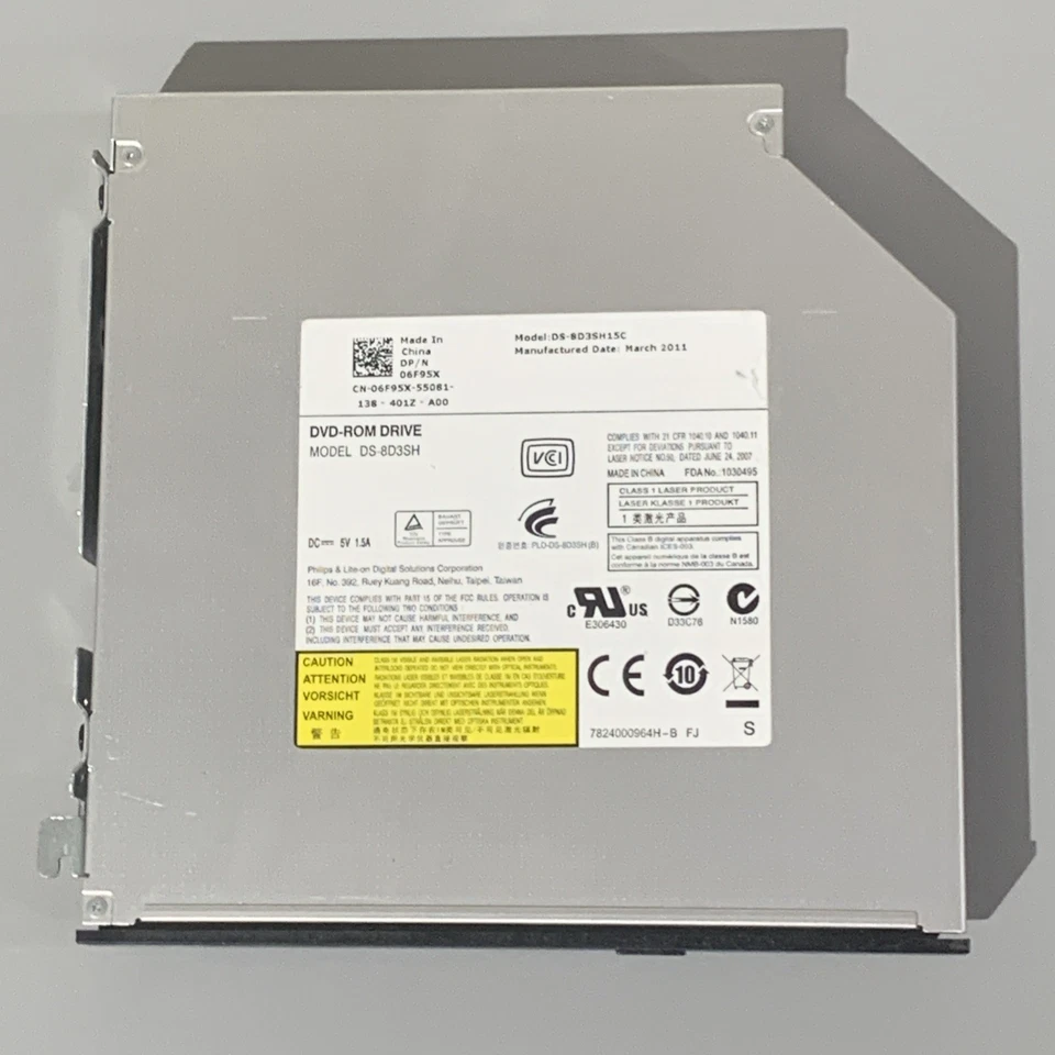 Unidad de DVD-ROM Dell Latitude E5420 E5430 con bisel DS-8D3SH 39PHF 039PHF 6HY7W OEM Foto 2 de 4