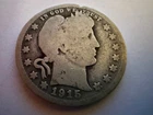 1915 BARBER QUARTER Philadelphia Mint (No Mark) CIRCULATED 90% Silver SEE NOTE
