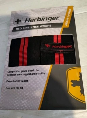 Harbinger 78" Red Line Weight Lifting Knee Wraps - New - Image 1 of 2