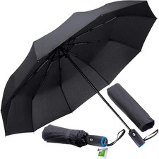 Travel Umbrella Automatic Open/Close, Repel Rain Resistant Canopy Teflon Coating