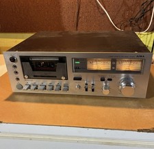 Aiwa AD-6400 Stereo Cassette Deck Vintage Silver Face Powers On Parts Or Repair