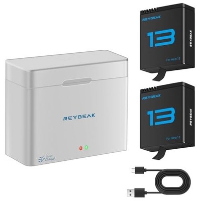 REYGEAK for GoPro Hero 13 Battery Charger,2 Pack Enduro Rechargeable Batteries