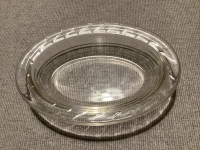 Vintage Phönix ovale Tortenform Strukturrand Klarglas 15cmx11cmx4cm ofenfest