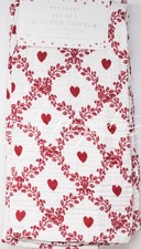 Boundary 100 Cotton Kitchen Towel 3pc Floral Flowers Red Valentine's Day 2025