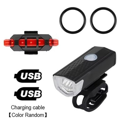 Bike Bicycle Cycling USB Rechargeable LED Head Front Light Rear Tail Lamp