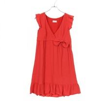 Red Valentino Acetate Ribbon Frill Sleeveless Dress Size 44 Red Made in Italy