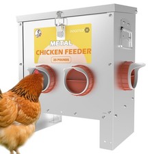 Automatic Chicken Feeder No Waste Metal Poultry Feeder Large Capacity 25lbs f...