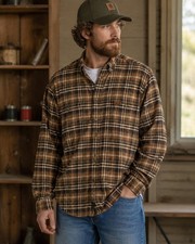Carhartt Men s 2XL Brown Plaid Flannel Button Up Shirt Heavy Cotton Workwear GUC