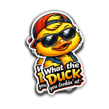 What The Duck Sticker 4 Inch Vinyl Waterproof Decal Adult Humor Cartoon Duck Art