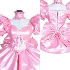 Cos Sissy maid Girl Pink  lockable Dress cosplay costume Tailor-made