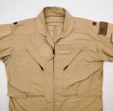 USAF CWU-27/P Pilot Flyers Coveralls FLIGHT Suit Size 44S Desert Tan Nomex NICE!
