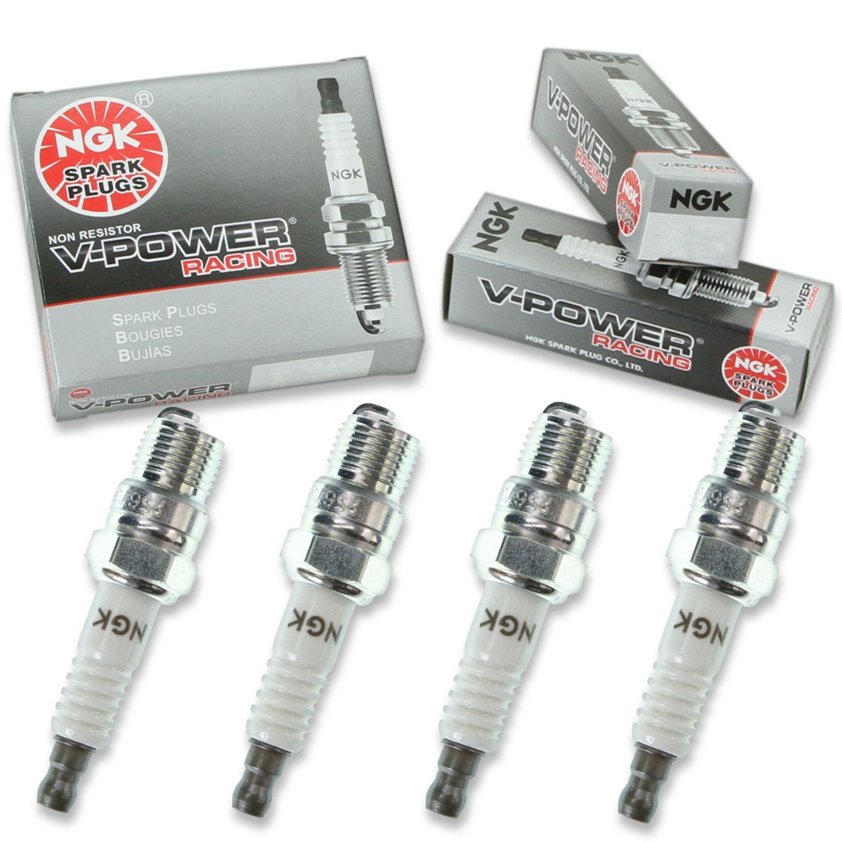 4 pc NGK 2405 R5673-6 V-Power Racing Spark Plugs for V63C T20P-U BL8 BL6 ab