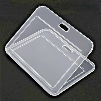 Horizontal ID Badge Holder Double-Sided Clear Plastic for Staff Pass Events