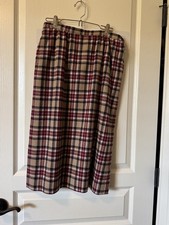 Vintage 90s Pendleton Wool Pencil Skirt Size 8 Back Red Tan Back Slit Career