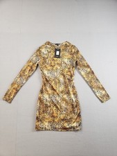 Fashion Nova Women Mini Dress S Multicolor Camo Round Neck Long Sleeve Bodycon